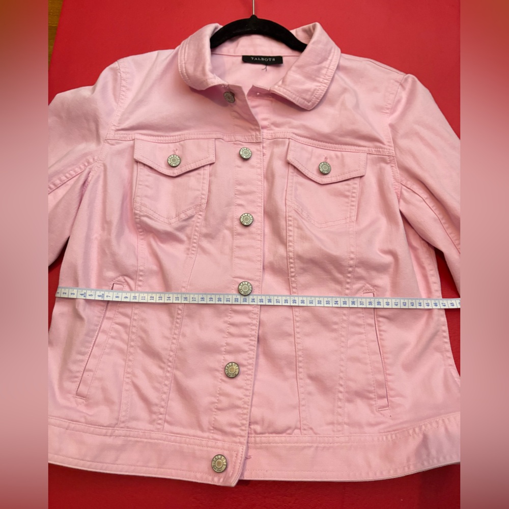 Talbots Light Pink Jean Denim Jacket Size Medium  Pit to Pit 20inches - Picture 5 of 6